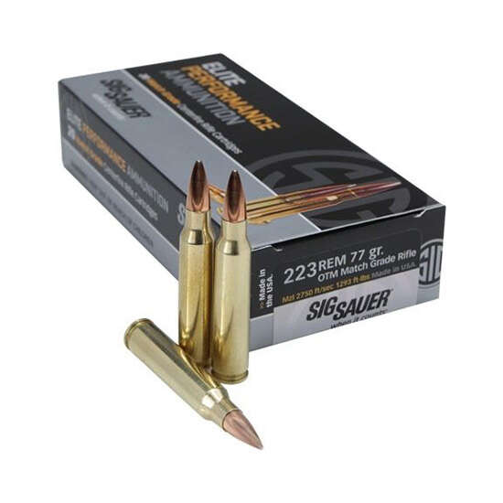 Ammunition Sig Sauer 1293 ft lbs 223Rem|5.56NATO SIG E556M4-20      MARKSMAN    5.56  77 OTM  20/10 • Model: 1293 ft lbs